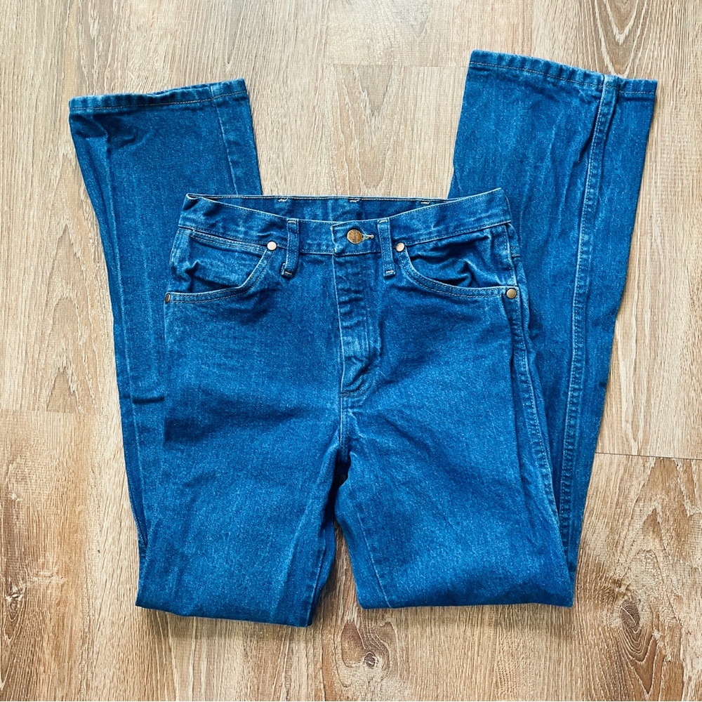 Vintage Wrangler Men's Deep Blue Straight Jeans 28x32 100% Cotton